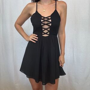 Urban Outfitters Black Criss Cross Mini Dress